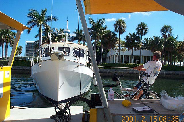 Erich docking the Salty Dog at the fuel barge