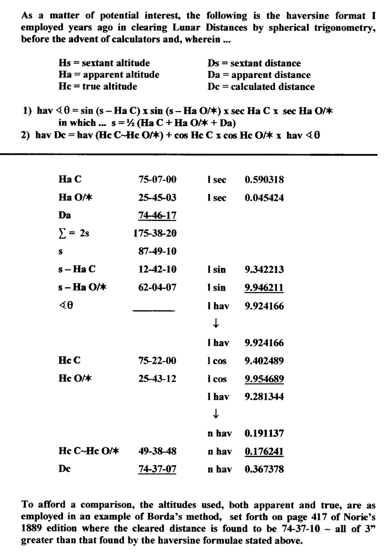 Henry C. Halboth's Clearing a Lunar Distance procedure.